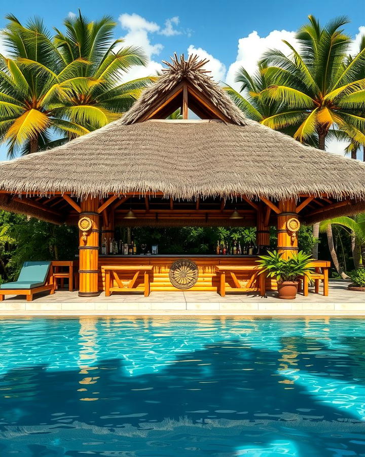 Poolside Tiki Bar - 25 Tropical Pool Landscaping Ideas