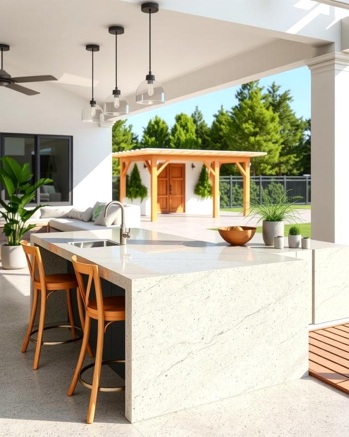 Porcelain Countertops for Modern Versatility - 25 Outdoor Kitchen Countertop Ideas