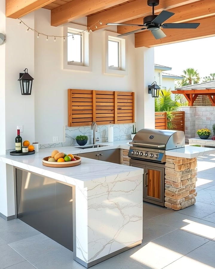 Porcelain Countertops for Versatility - 25 Outdoor Kitchen Countertop Ideas