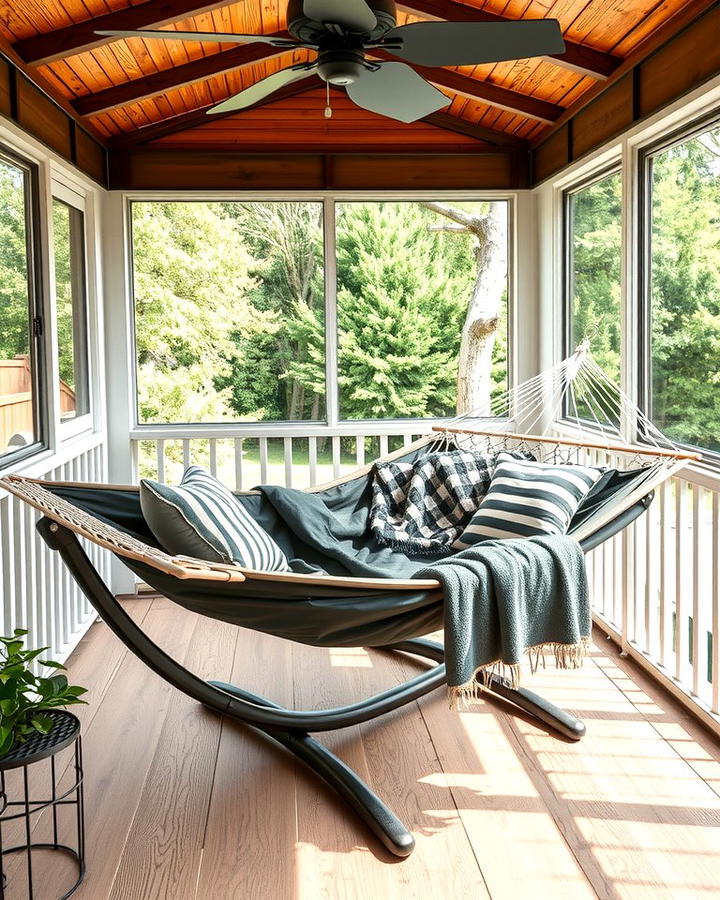 Portable Hammock - 25 Small Screened-in Porch Ideas