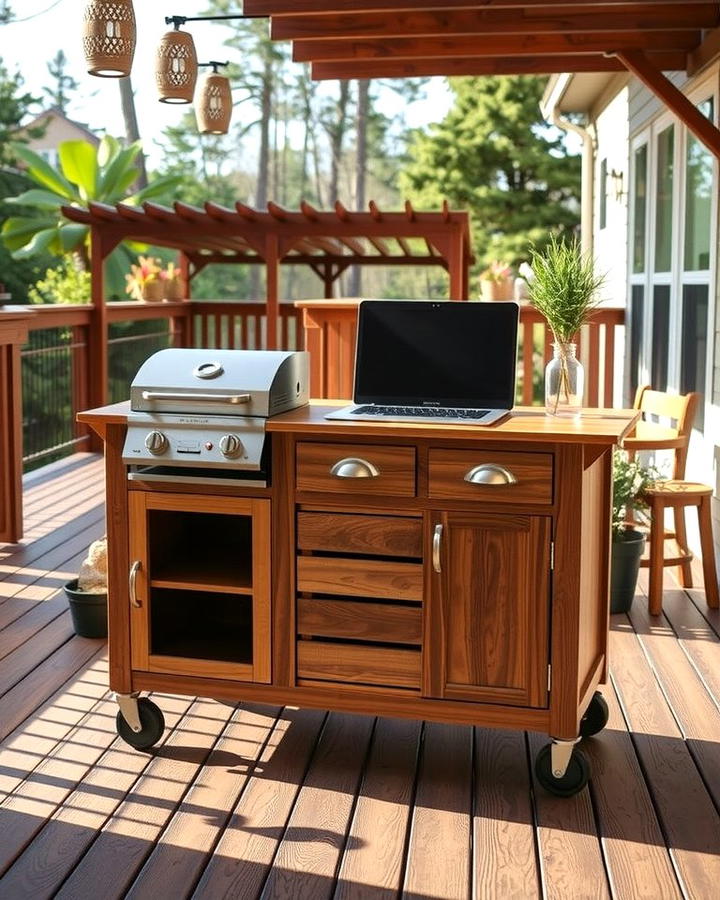 Portable Outdoor Kitchen Cart for Flexibility - 25 Outdoor Kitchen on Deck