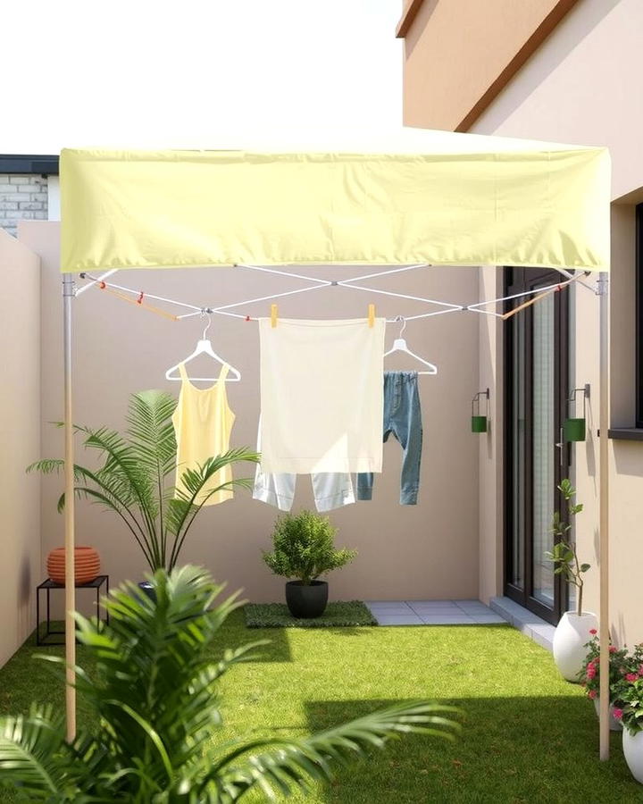 Portable Umbrella Clothesline for Versatility - 25 Outdoor Clothesline Ideas