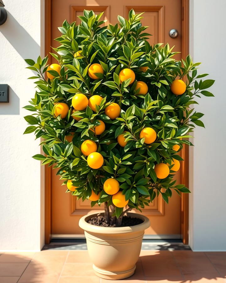 Potted Citrus Trees - 25 Summer Front Door Decor Ideas