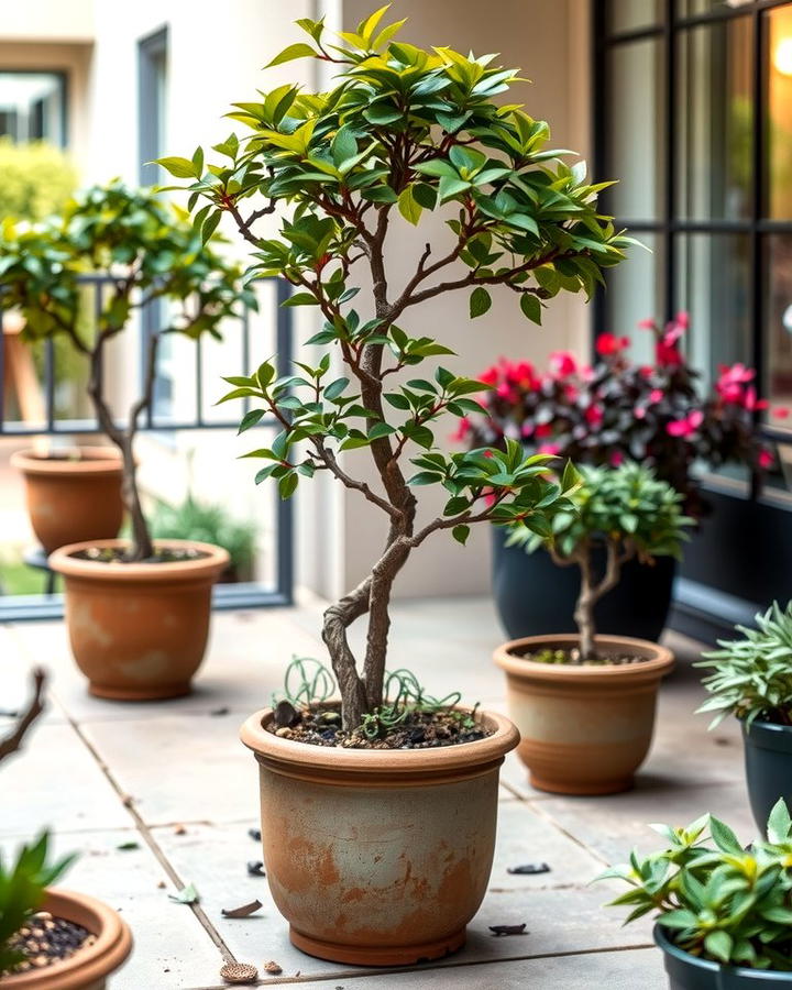 Potted Miniature Trees - 25 Patio Small Garden Ideas