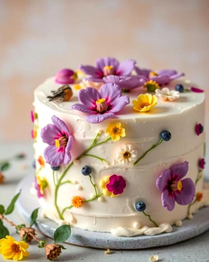 Pressed Flower Cake - 25 Small Wedding Cake Ideas