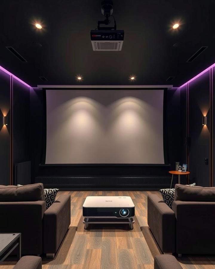 Projector and Screen Setup for a Cinematic Feel - 30 Media Room Ideas