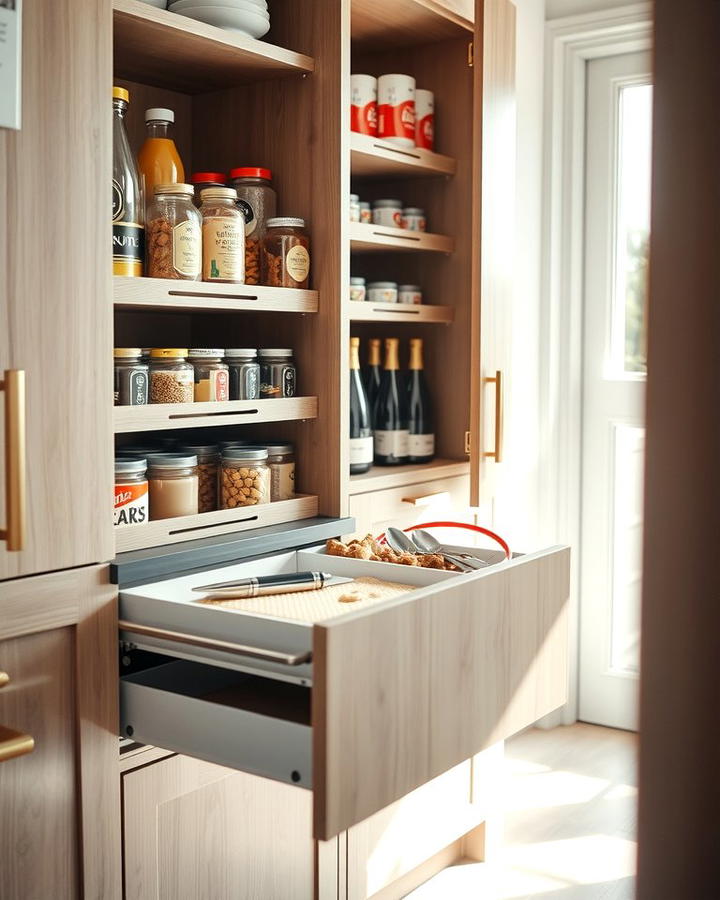 Pull Out Drawers for Hidden Storage - 25 Small Pantry Ideas