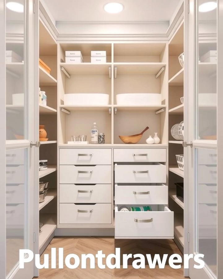 Pull Out Drawers for Hidden Storage - 25 Open Pantry Ideas