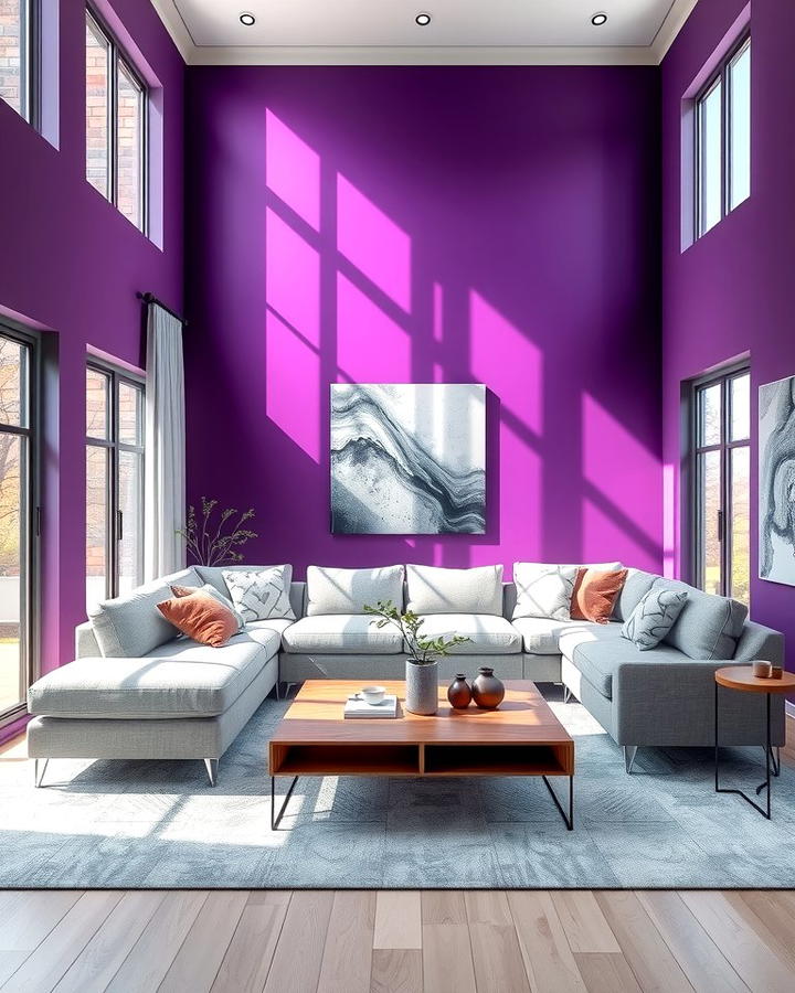 Purple Accent Wall for a Bold Statement - 25 Purple Living Room Ideas