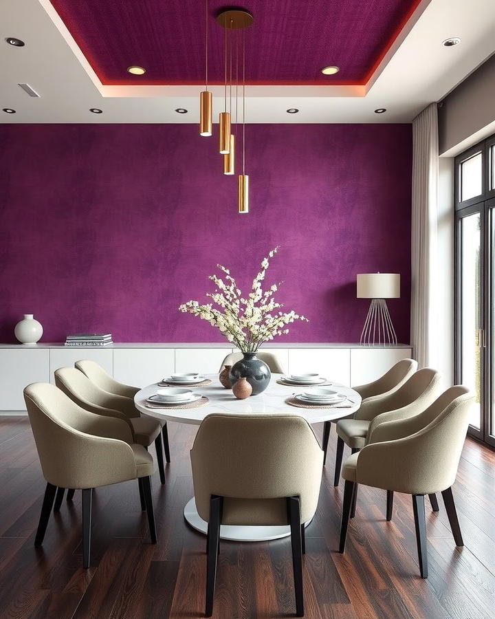 Purple Accent Wall - 25 Purple Dining Room Ideas