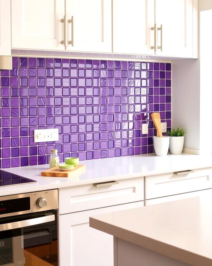 Purple Backsplash Tiles for a Pop of Color - 25 Purple Kitchen Ideas