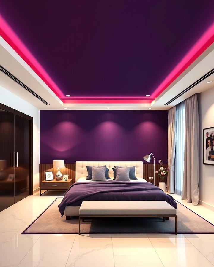 Purple Ceiling for an Unexpected Touch - 30 Dark Purple Bedroom Ideas