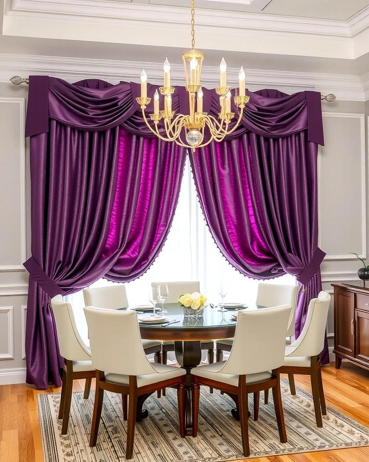 Purple Curtains for Elegance - 25 Purple Dining Room Ideas