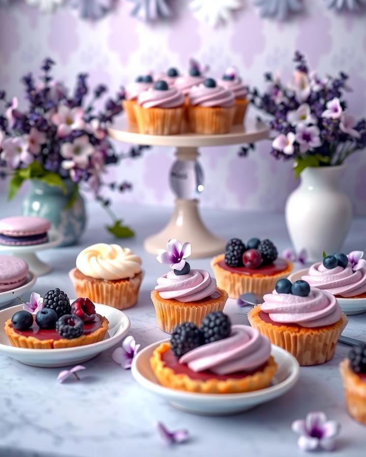 Purple Dessert Table - 30 Purple Wedding Theme Ideas