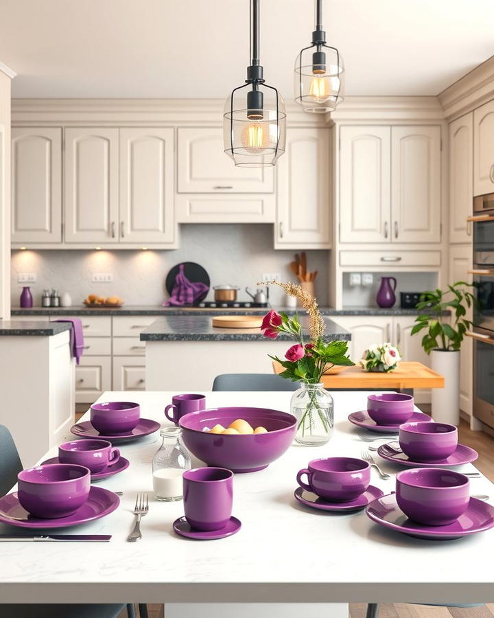 Purple Dinnerware for a Coordinated Touch - 25 Purple Kitchen Ideas
