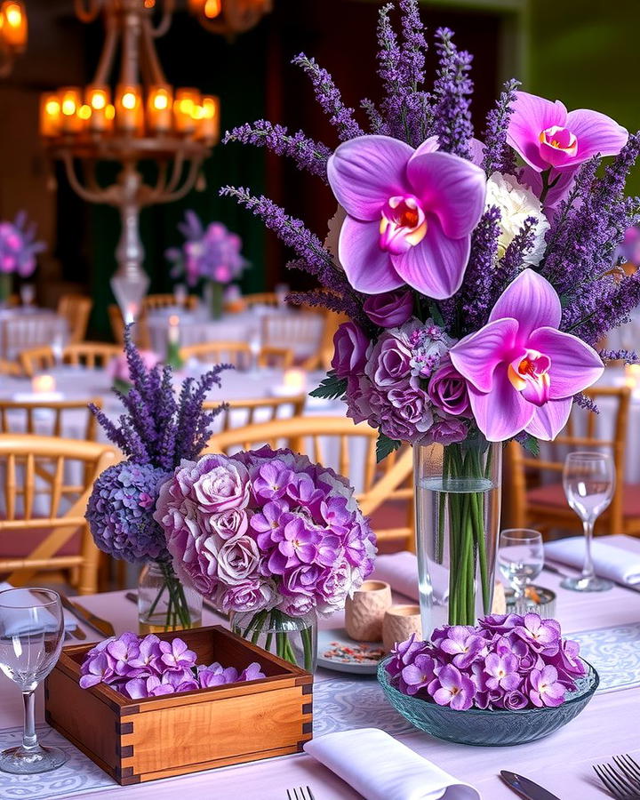 Purple Floral Centerpieces - 30 Purple Wedding Theme Ideas