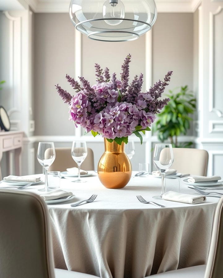 Purple Floral Centerpieces - 25 Purple Dining Room Ideas