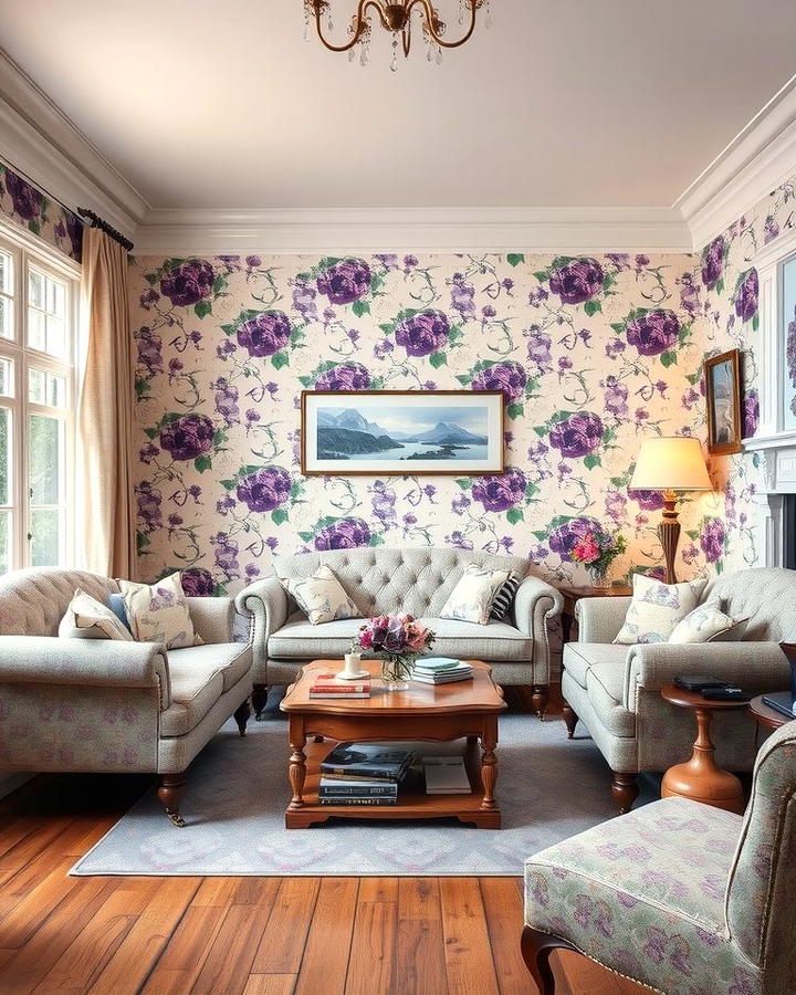 Purple Floral Patterns for a Feminine Touch - 25 Purple Living Room Ideas