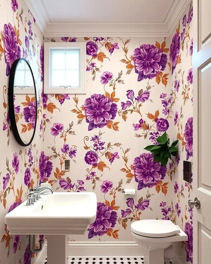 Purple Floral Wallpaper - 25 Purple Bathroom Ideas