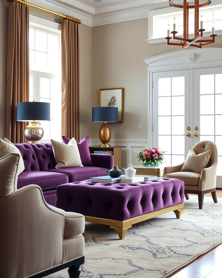 Purple Furniture Accents for Subtle Elegance - 25 Purple Living Room Ideas