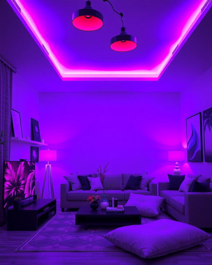 Purple Lighting for a Unique Atmosphere - 25 Purple Living Room Ideas