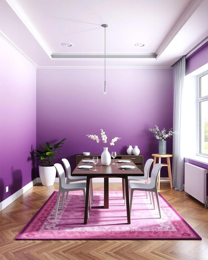 Purple Ombre Walls - 25 Purple Dining Room Ideas