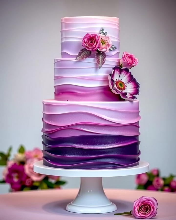 Purple Ombre Wedding Cake - 30 Purple Wedding Theme Ideas