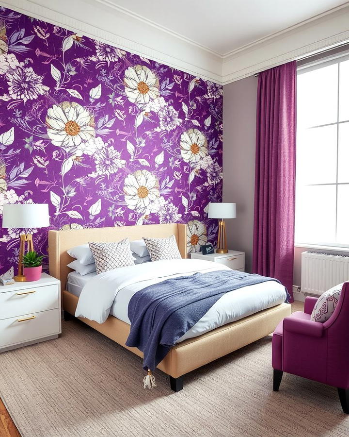 Purple Patterned Wallpaper - 30 Dark Purple Bedroom Ideas