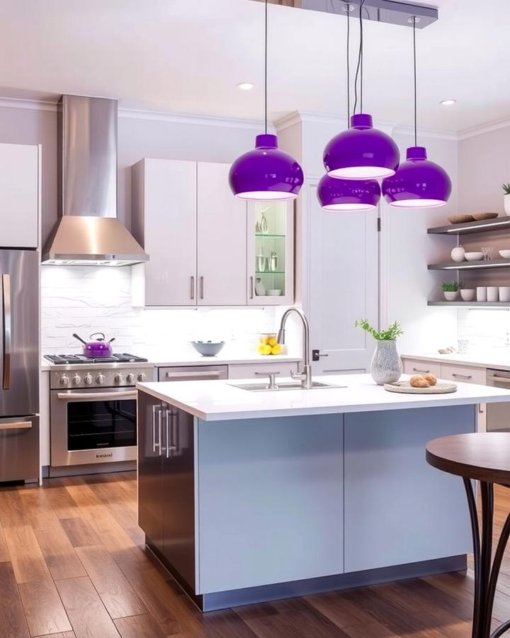 Purple Pendant Lights for Stylish Illumination - 25 Purple Kitchen Ideas