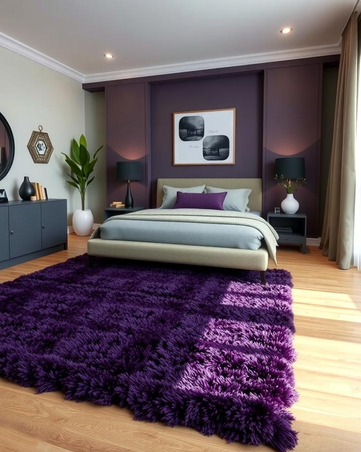 Purple Rug as a Statement Piece - 30 Dark Purple Bedroom Ideas