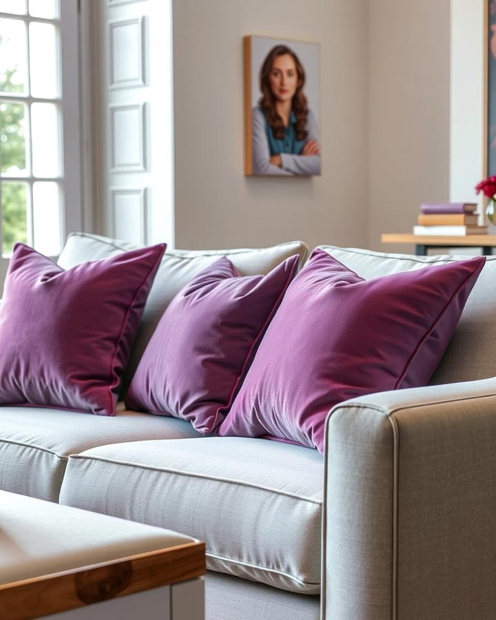 Purple Throw Pillows for Subtle Pops of Color - 25 Purple Living Room Ideas