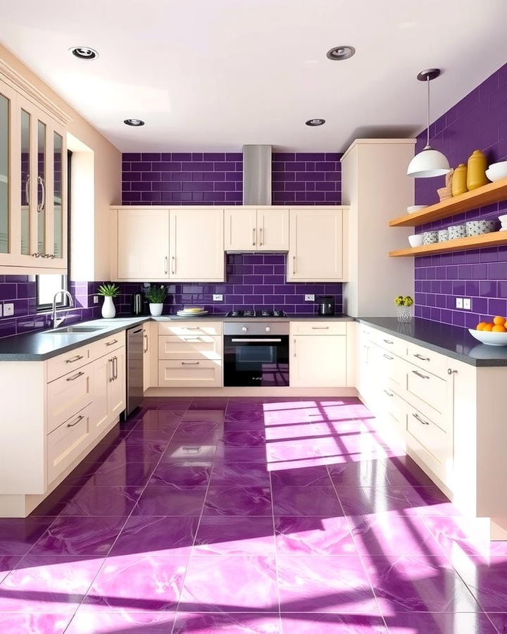 Purple Tile Flooring - 25 Purple Kitchen Ideas