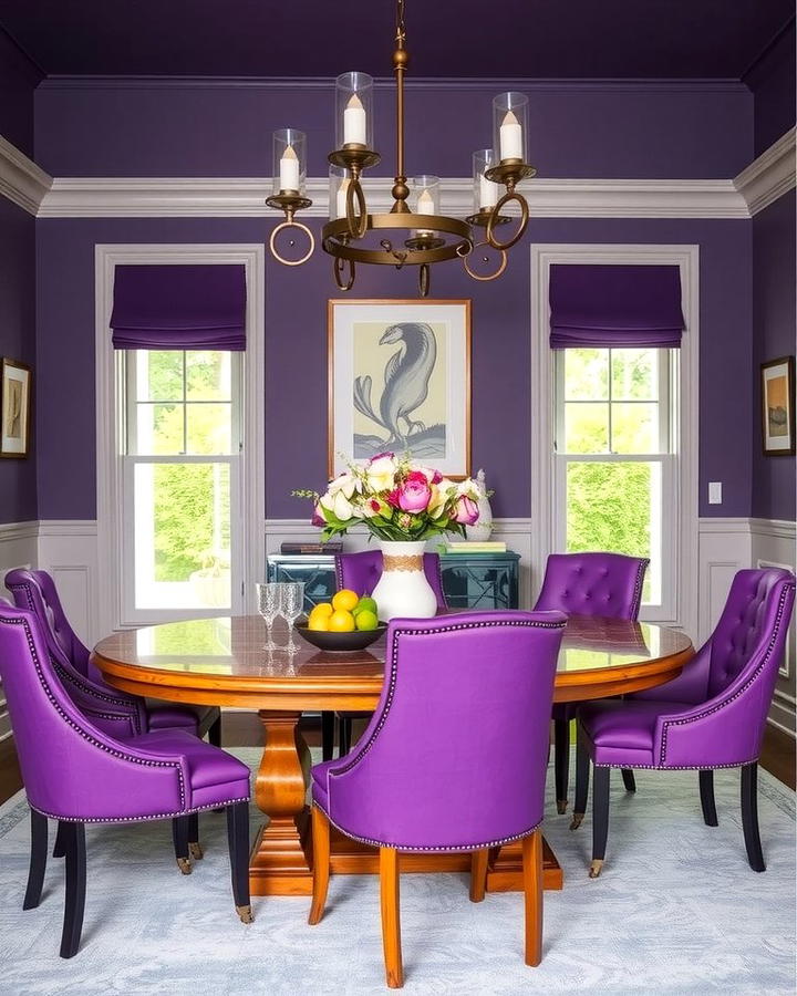 Purple Upholstered Chairs - 25 Purple Dining Room Ideas