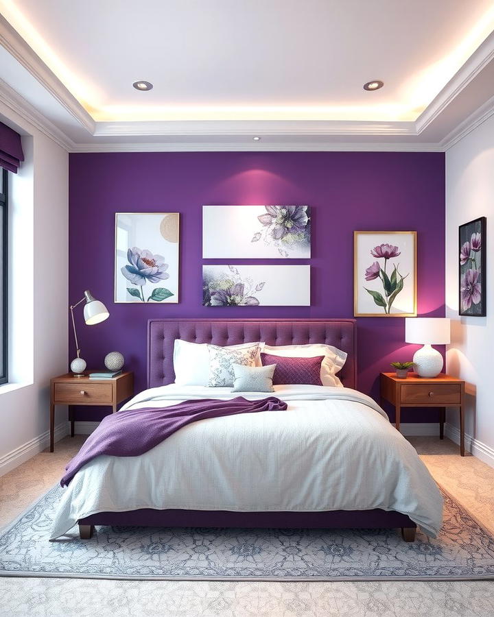 Purple Wall Art to Enhance Ambiance - 30 Dark Purple Bedroom Ideas