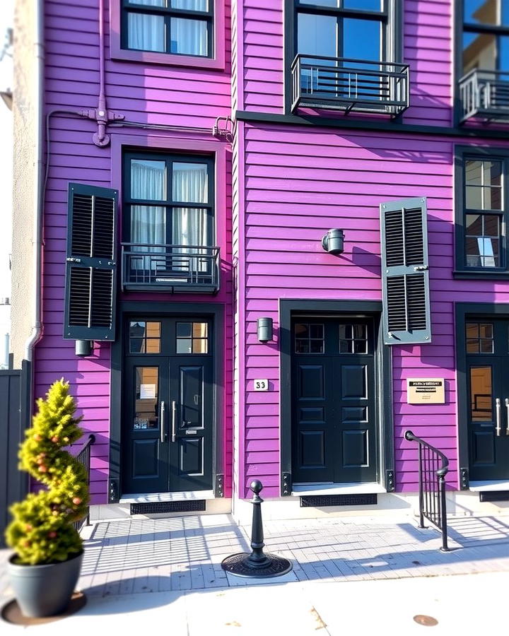 Purple and Black Accents - 25 Purple House Exterior Ideas