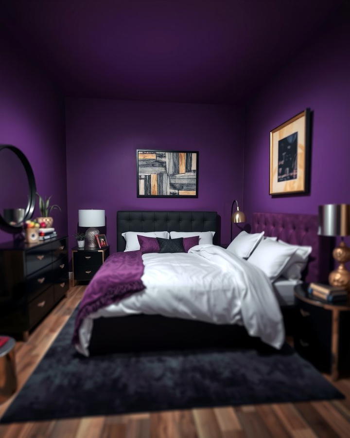 Purple and Black Combination - 30 Dark Purple Bedroom Ideas