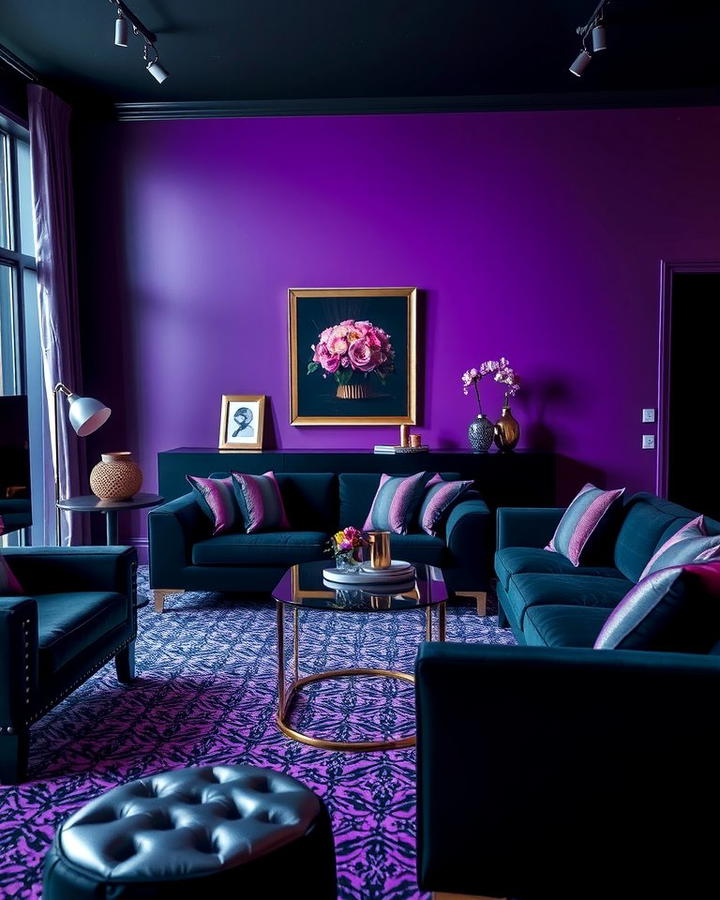 Purple and Black Sophistication - 25 Purple Living Room Ideas