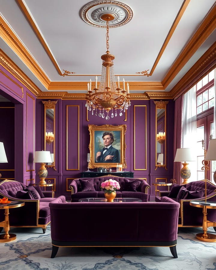 Purple and Gold Glamour - 25 Purple Living Room Ideas