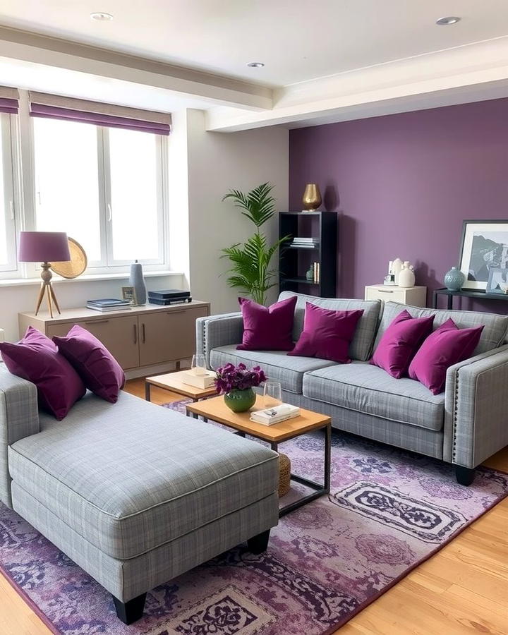 Purple and Gray Palette for Modern Sophistication - 25 Purple Living Room Ideas