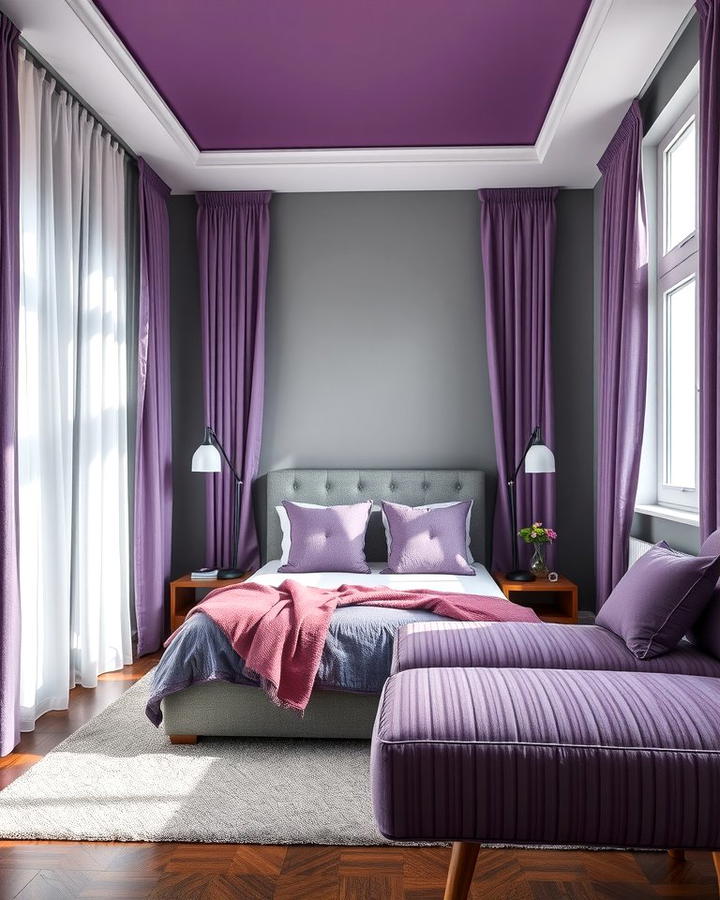 Purple and Gray Tones for a Balanced Look - 30 Dark Purple Bedroom Ideas