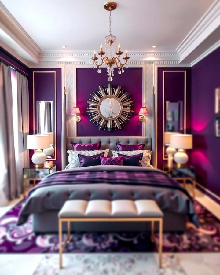 Purple and Silver Color Palette - 30 Dark Purple Bedroom Ideas