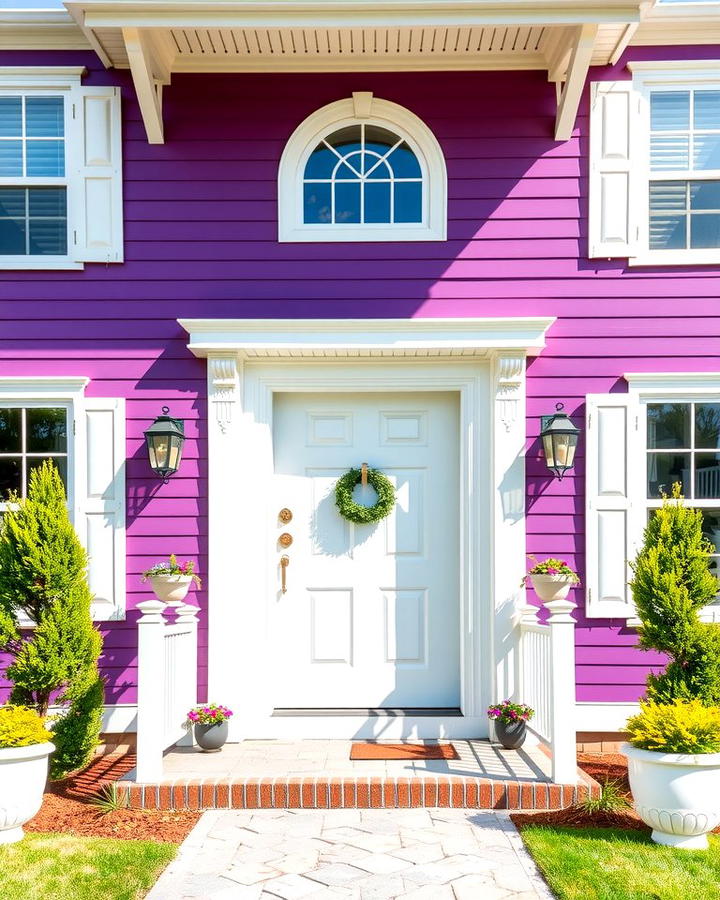 Purple and White Combination - 25 Purple House Exterior Ideas