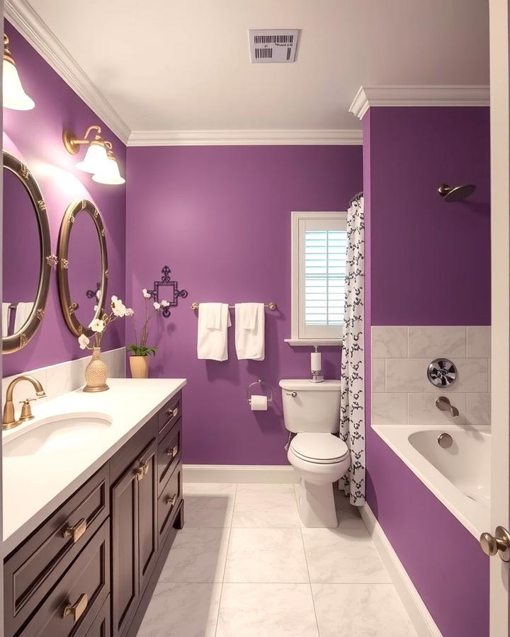 Purple and White Contrast - 25 Purple Bathroom Ideas