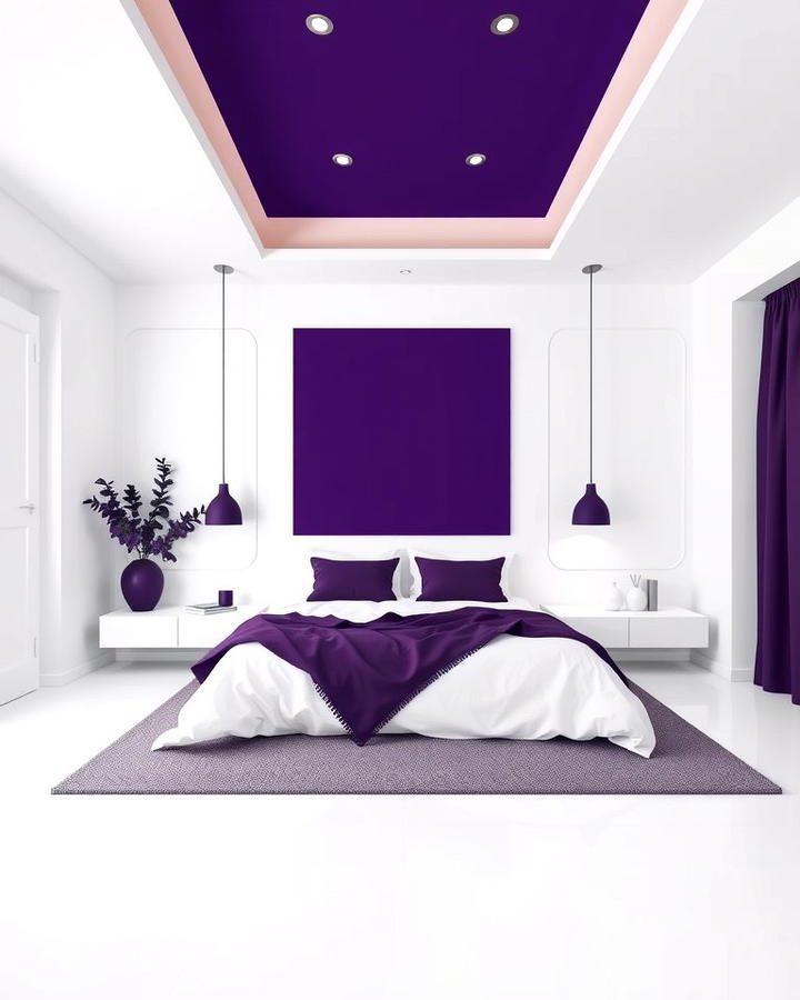 Purple and White Contrast - 30 Dark Purple Bedroom Ideas