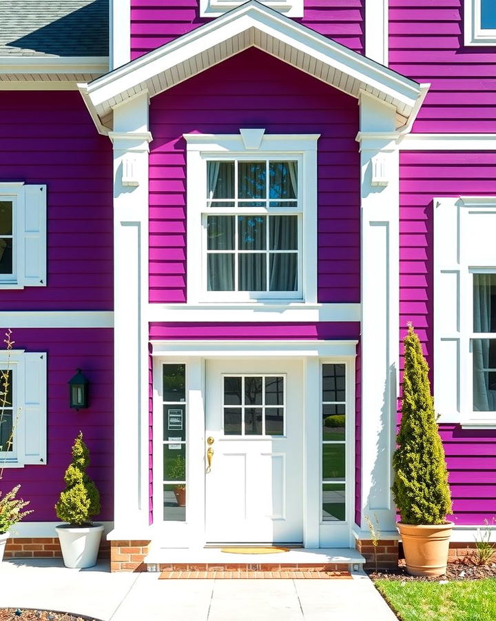 Purple and White Contrast - 25 Purple House Exterior Ideas