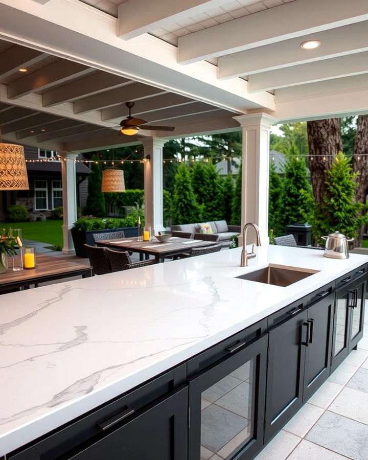 Quartz Countertops for Easy Maintenance - 25 Outdoor Countertop Ideas