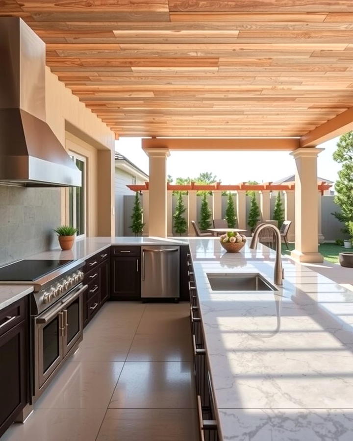 Quartz Countertops for Elegance and Practicality - 25 Outdoor Kitchen Countertop Ideas