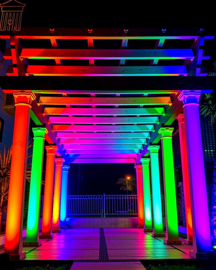 RGB Color Changing Lights - 25 Pergola Lighting Ideas