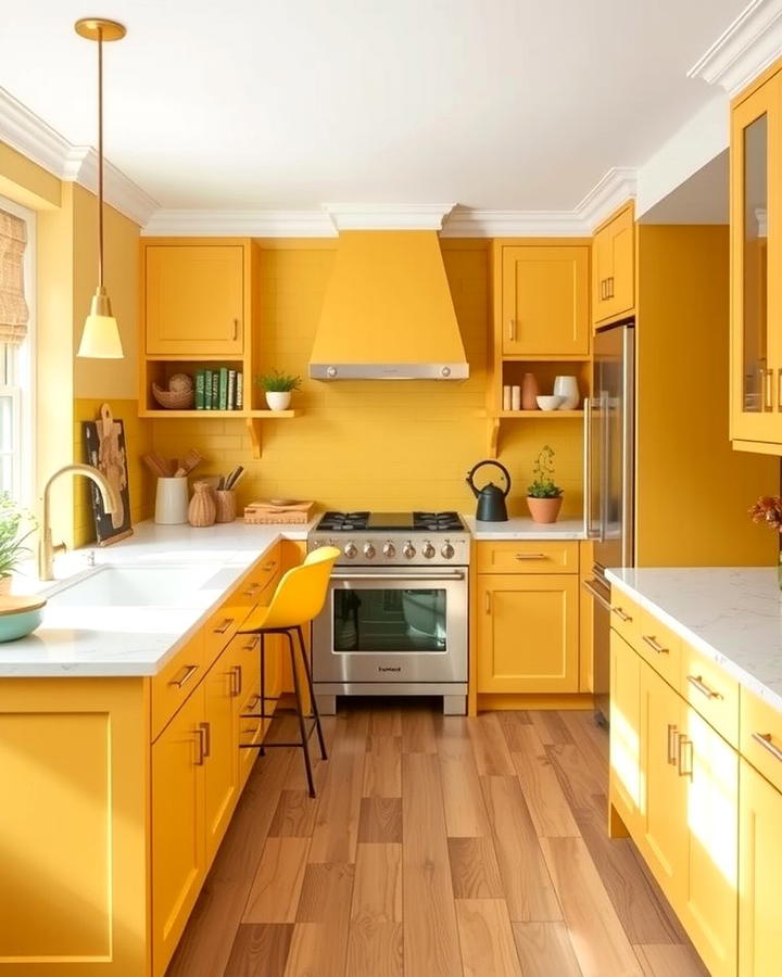 Radiant Sunshine Yellow Kitchen - 25 Monochromatic Color Schemes for Rooms