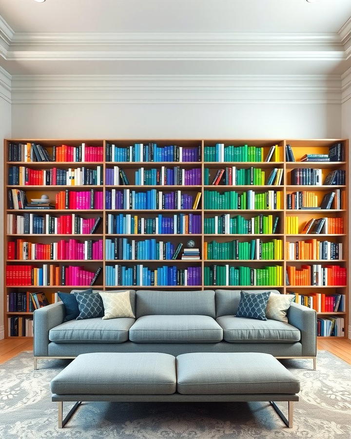 Rainbow Bookshelf Arrangement - 30 Colorful Room Ideas